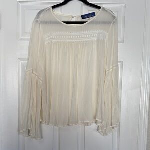 Blue Rain Cream Sheer Blouse